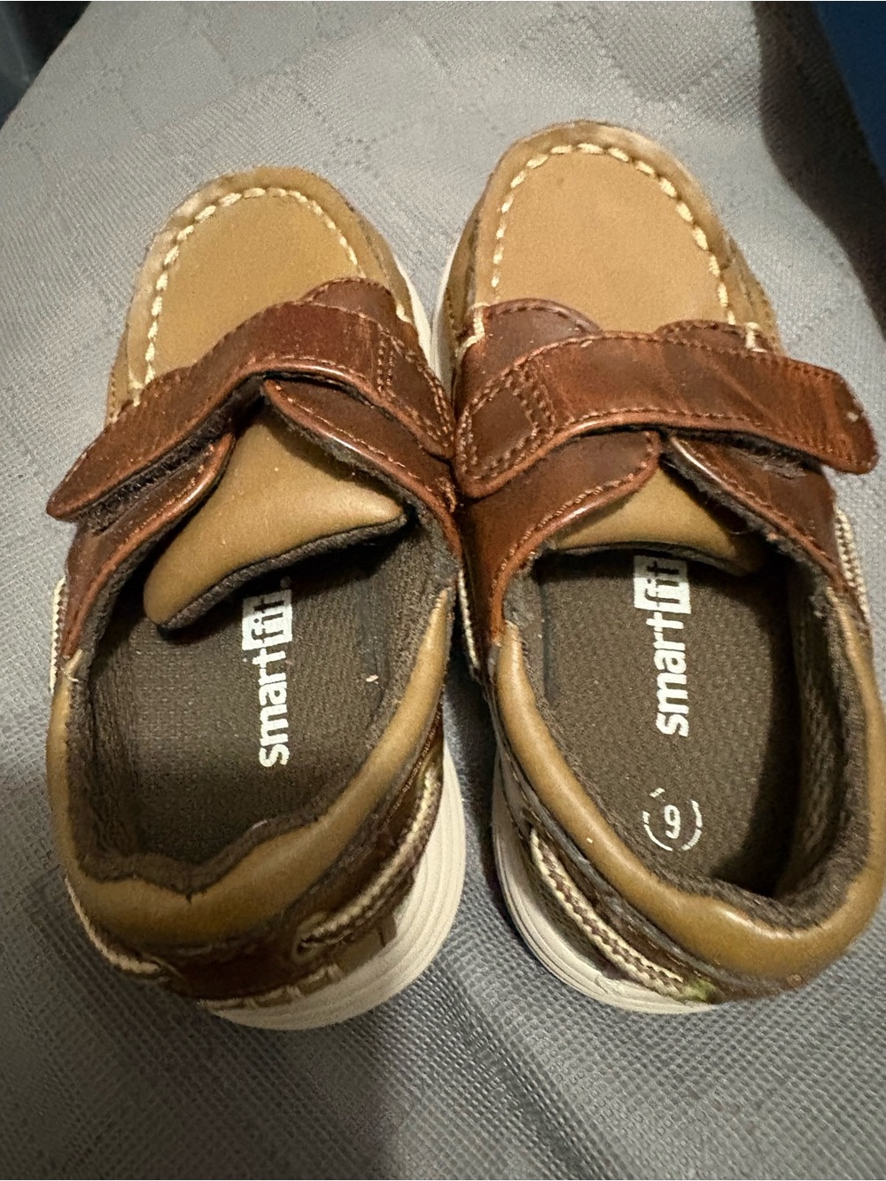 smartfit Brown and Tan Kids Double-Strap Casual Sneakers